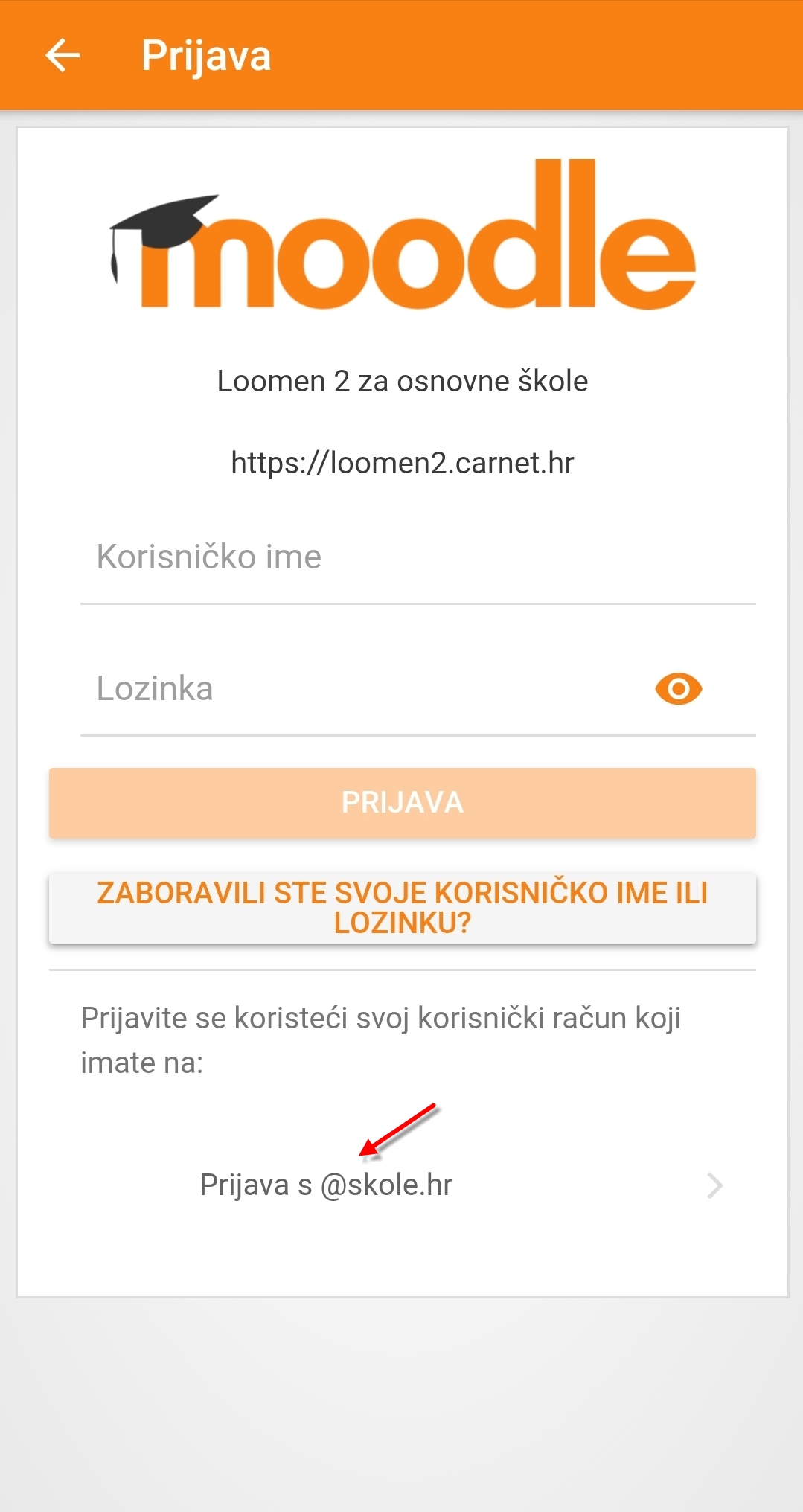 Prijava s računom iz škola